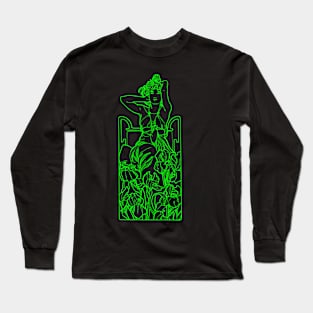 Alphonse Mucha Amethyste Green Neon Long Sleeve T-Shirt